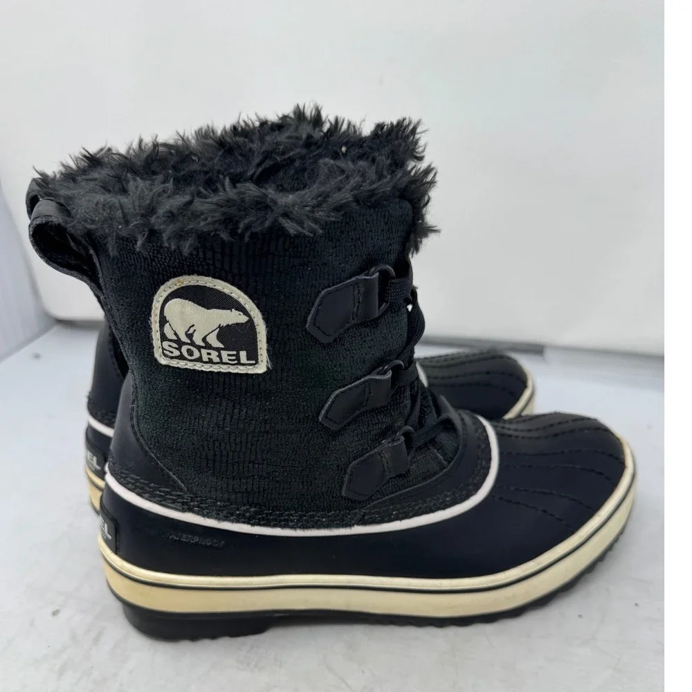 🔥Sorel Tivoli‎ 🖤🩷🖤Waterproof 200g Insulated Winter Boots Black Suede& Fur 7